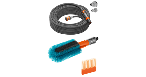 Bild på GARDENA Cykeltvättborste, set med textilslang Liano™ Life 15m 18864-20