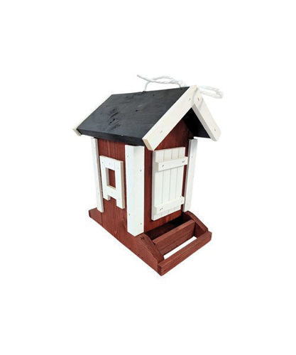 Bild på NYBY Fågelmatare,Stuga Röd/Vit